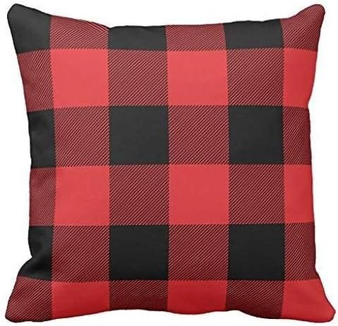 Rustic Red and Black Buffalo Check Plaid Throw pillow case 16*16