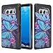 GW Cute Phone Case Compatible for Samsung Galaxy Note 8 [Shock Absorption/Impact Resistant] Hybrid Dual Layer Girls Women Protective Case Cover for Galaxy Note 8 - Blue Butterfly