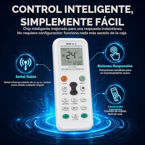 Cagrin Universal Air Conditioner Control K-1028E 1000 in 1 LCD Screen | Features Timer, Clock and Fast Cooling, Compatible with LG, Samsung, Gree, Toshiba, Haier, Midea and More Brands