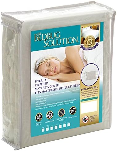 BARGOOSE HOME TEXTILES, INC. Bedbug Solution Hybrid, Zippered Waterproof Mattress Cover. Fits Mattresses up to 12 Inches Deep, White