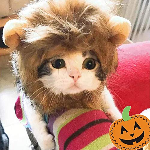 Legendog Cat Halloween Costume Lion Mane Wig Hat for Cats Pet Halloween Costumes for Small Dogs and Cats