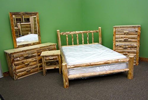 Midwest Log Furniture - Rustic Log Bedroom Suite - Twin - 5pc