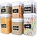 Cereal Container, VERONES 6 Piece Large Airtight Storage Containers Perfect For Flour Container Cereal Keeper (3 Large Size 20 pcs Chalkboard Labels Total 10L)