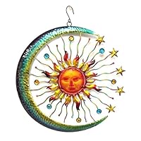 Bejeweled Display® Large Sun Face, Star & Moon w/ Glass Wall Art Plaque & Home Decor