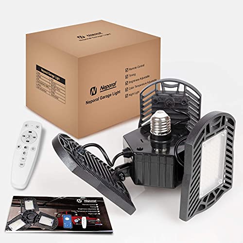 Remote Control Garage Light, Dimmable & Light Colors Adjustable