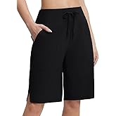 BALEAF Women's 11" Long Swim Board Shorts High Waisted Knee Length Swimming Bottoms Quick Dry Swimsuits with Pockets Liner