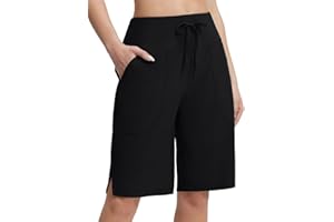 baleaf Women's 11" Long Swim Shorts High Waisted Quick Dry Swimming Bottoms Knee Length Swimsuits with Pockets Liner