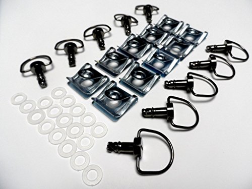 Black Chrome Race Fasteners 1/4 Turn Quick Release 10 Sets Clip Fastener Washer Dzus Panex D-Ring Length 14mm