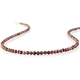 Natural Gemtone Beads Handmade Strand Necklace with Silver Chain Extender for Women - Available in Gray Labradorite, Green Zoisite, Red Garnet, Moonstone, Multi-Color Tourmaline, Black Spinel, Ruby Stones