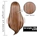 SiYi Long Light Brown Wig with Bangs Blonde Highlights Straight Synthetic Full Wig Heat Resistant Costume Wig for Women Girl and lady's hair natural color party hairstyle