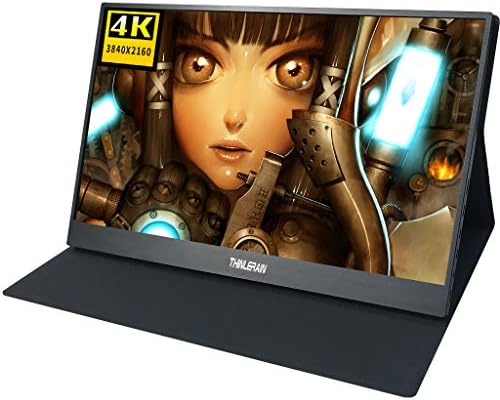 Thinlerain 4K 15.6 Inch Portable Monitor USB C 3840 * 2160 Ultra-Thin Gaming Monitor, Built-in Dual Speaker for Xbox PS4 Xbox360 Raspberry Pi PC Laptop