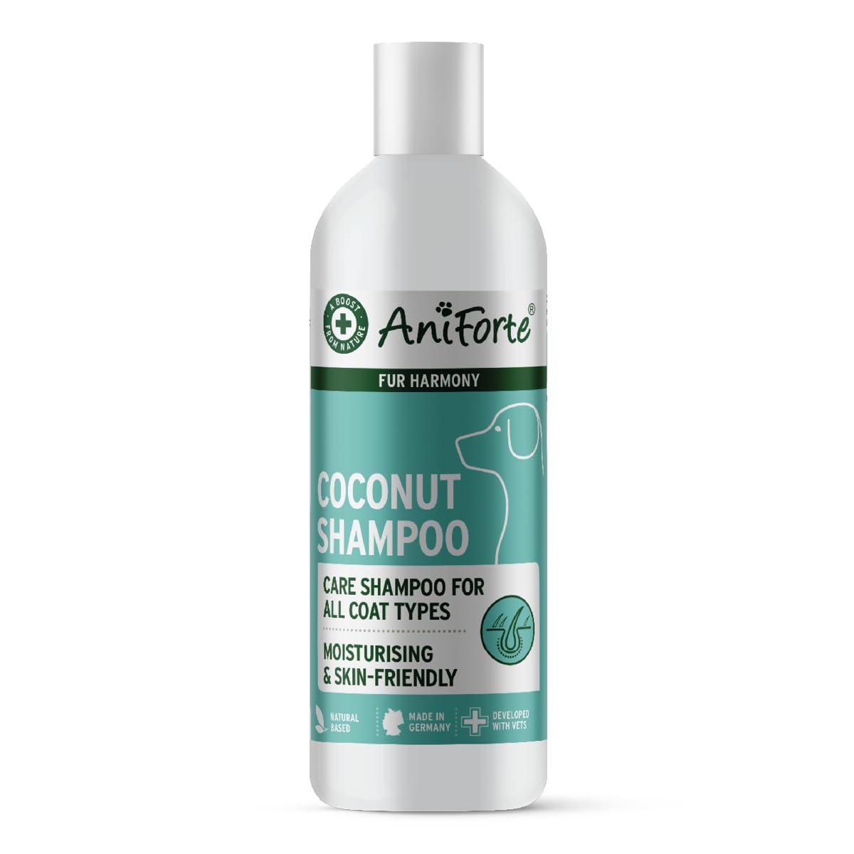 Aniforte Furharmony Dog Shampoo with coconut oil & aloe vera 200ml - Coconut Shampoo for vital skin, easy-to-comb & shiny coat, with natural ingredients