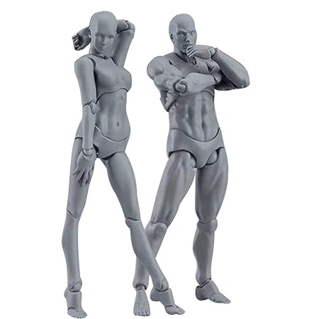 Klinkamz 2 Stück/Set Light Body Chan & Kun PVC Movebale Actionfigur Modell für SHF Version 2.0 Geschenke grau