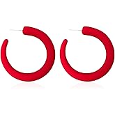 Vavhoo 80 90s Retro Neon Thick C Hoop Earrings for Women Hypoallergenic Lightweight Candy Color Large Big Hoop Earrings