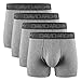 DAVID ARCHY Men's Breathable Bamboo Rayon Boxer Briefs with Fly in 4 Pack (M, Heather Gray-4.5