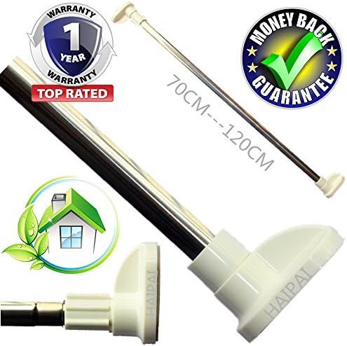 Shower Curtain Rods Extendable Telescopic Poles Rails Towel Wardrobe Stainless Steel Racks bars Tension Improved Version Anti Rust By HAIPAIHOME (70CM--120CM)