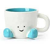 EWCEFIC Coffee Mugs,Cute funny Mug For Women, 12.8oz/380ml Unique Ceramic Coffee Tea Cups, Office Mug Gift (blue)