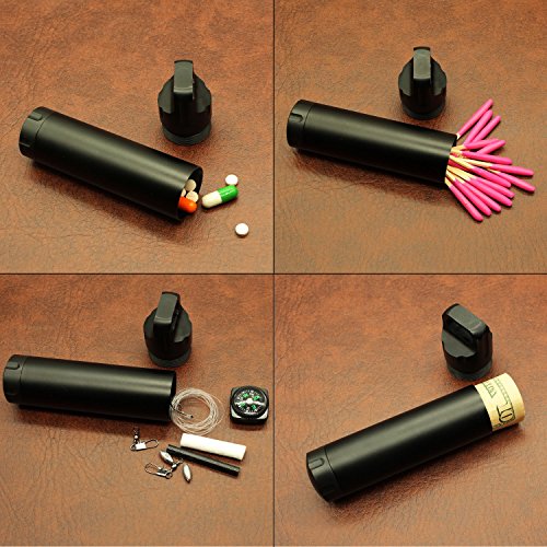 PPFISH 3 PCS Military Grade Air-Tight EDC Accessory Case, Pill Fob Capsule Keychain, Waterproof Match Case Battery Holder, Outdoor Survival Storage Metal Container Dry Box