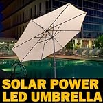 New MTN Deluxe 9' Solar Powered LED Patio Outdoor Umbrella Shade Cover IVORY