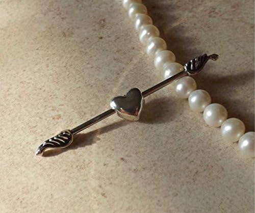 Heart on Angel Wings Industrial Barbell 14ga Body Jewelry Ear Jewelry Double Piercing
