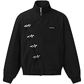 Aelfric Eden Mens Jackets Metal Button Boxy Jacket Vintage Casual Collared Streetwear Slant Placket Soft Warm Coats