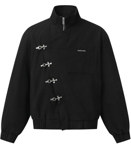 Vamtac Mens Lightweight Jackets Cotton Cropped Jacket Metal Button