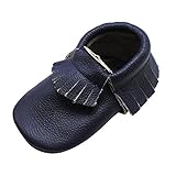 Mejale Baby Soft Soled Leather Moccasins Fringe Slip-on Infant Toddler Shoes Pre-walker Navy Blue