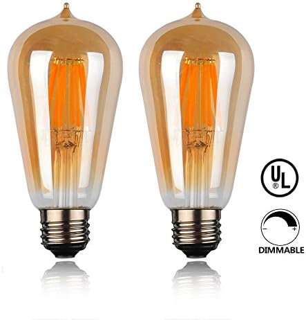 Led Antique bulb,8W Dimmable Edison Style Vintage LED Filament Light Bulb,Incandescent LED Bulb- E26 Base,ST58(ST64) Warm White (2700K)Equivalent to 75w,CRI 80+, 800 LM Clear Glass Cover, 2 Pack