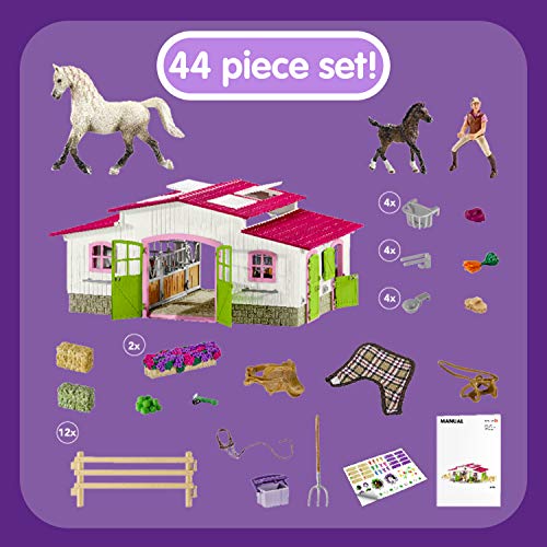 schleich 42344 HORSE CLUB Reiterhof mit Reiterin und Pferden, 97 Teile Spielset mit 2x schleich Pferde Figur, Reiterin-Figur und viel Zubehör, Spielzeug für Kinder ab 5 Jahren – Bild 5
