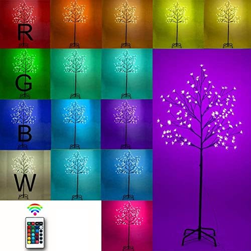 5フィート 128 Led 桜 ツリーライト Rgb リモコン付き 色が変わるライト 人工花 盆栽 Usb電源ツリーランプ モダンホームインテリア ライトツリーセンターピース インドアクリスマスデコ
