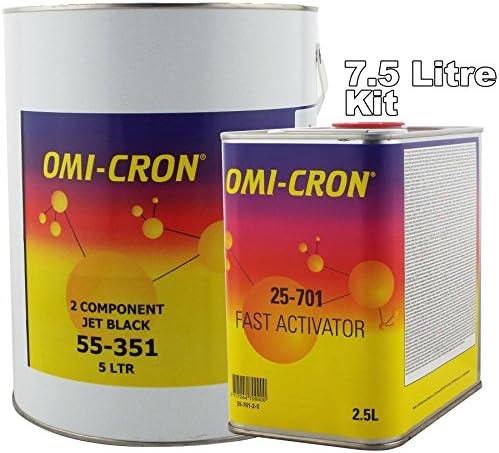 Omi-Cron 2K [7.5 Litre Kit] Jet Black Acrylic 5 Litre Suitable For Air Drying Durable Gloss Quick Drying Excellent Application Properties Easy To Polish Comes With 2.5 Litre 2K Fast Activator