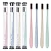 4 Pack Bamboo Charcoal Toothbrush Semilyn Wheat Straw Toothbrush Eco-Friendly ergonomic Soft Bristles Toothbrush Small Heads Superfine Teeth Comfortable for Sensitive Gums for Kid and Adult (4 Color)