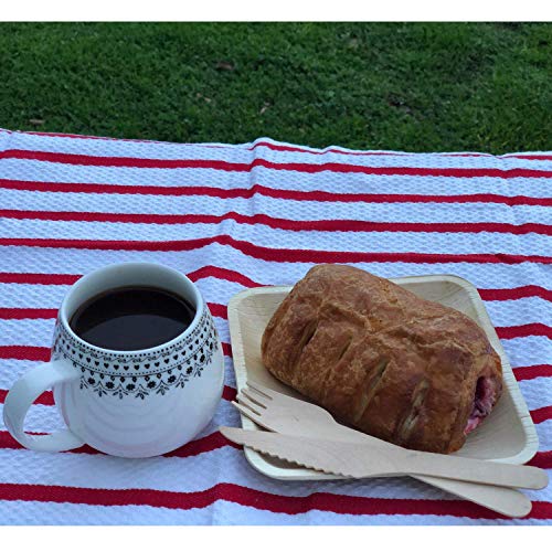 Raj Disposable Wooden Cutlery - Strong & Reusable Party Cutlery like Bamboo - Decorative Compostable Tableware for Lunch, Dinner, Birthday, Camping, Outdoor BBQ, Picnic Parties (200 Count, Forks, Knives, Spoons)