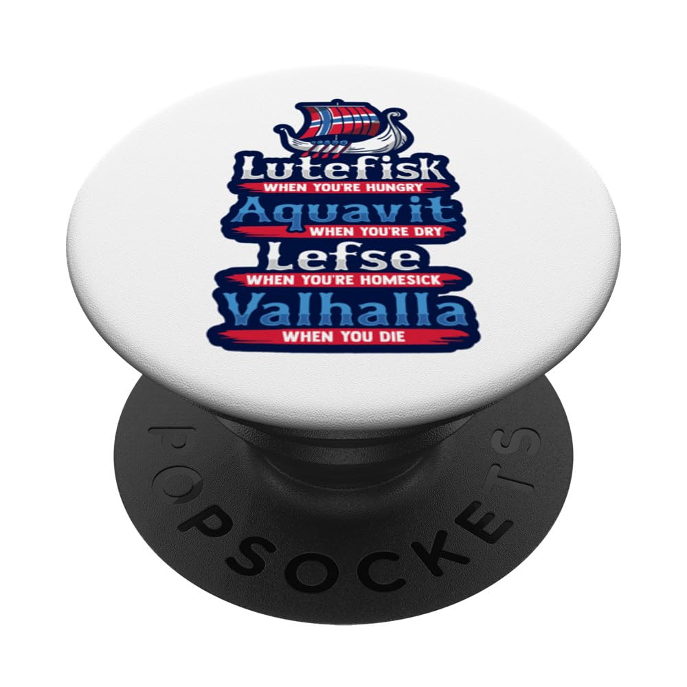 Lutefisk Aquavit Lefse Valhalla Design PopSockets Adhesive PopGrip