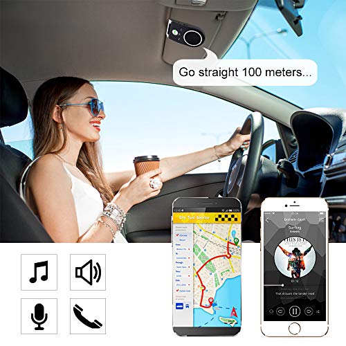 Aigoss Wireless Car Speakerphone Handsfree Bluetooth AUTO Power Off Visor Wirefree Hands Free in Car Speakerphone Kits for Smartphone Devices - Black