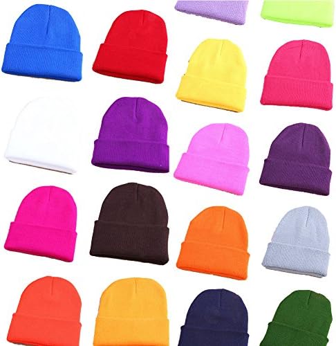 OGU Women Girl Korean Winter Unisex Neon Knitted Wool Beanie Hat Random Candy Color
