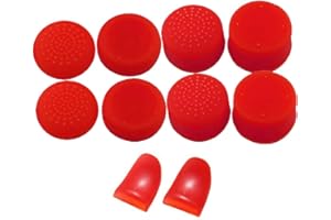 SZLG Replacement L2 R2 Buttons Trigger Extender + Silicone Analog Thumb Stick Cap Cover Grip Thumbsticks Joystick for Sony PS4 PS4 Pro Slim Controller (Red)