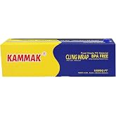 KAMMAK Plastic Wrap with Slide Cutter - 12 Inch Food Service Cling Film Roll - Clear Refillable Stretch Film - 1000 SQ FT Wrap - Bulk Quick Cut for Restaurant, Kitchen