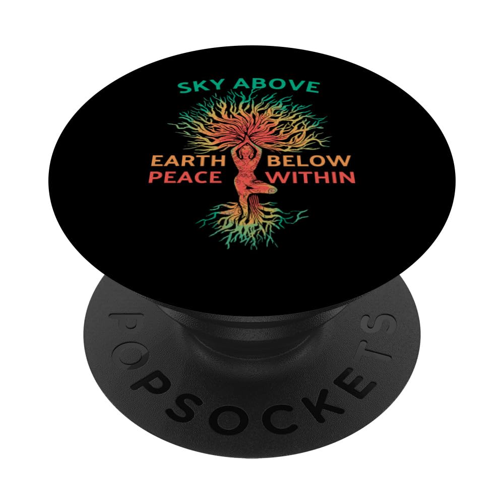 Sky Above Earth Below Peace Within Yoga Meditation PopSockets Swappable PopGrip