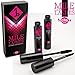 FUCHSIA Line 3D Fiber Lashes Mascara - Best Eye Lash Lengthening Makeup Fibers and Black Gel Set - The Benefit of Voluminous Eyelashes Without Falsies or Extensions