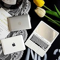 Homyu MacBook Air Style Makeup Mirror Mini Laptop Cute Pocket Size Mirror Portable Compact for Makeup Travel (White)