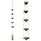MrMrKura Copper Wind Chimes for Outside, Temple Wind Chimes with 5 Bells Feng Shui Wind Bell Pendent Memorial Windchimes for Home Garden Patio Backyard Decor (Bronze)