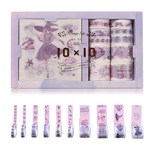 HASTHIP® Multi-Pattern Decorative Washi Tape, Washi Tape Sets, with Washi Sticker for Making Scrapbooking DIY Crafts Gift Wrapping Festivals Decoration(10 sheets + 10 rolls