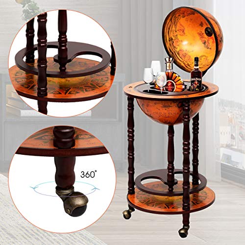 DREAMADE Globus Bar Barwagen, Minibar Globus Hausbar, Servierwagen mit