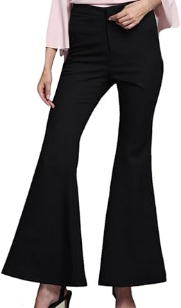 black flare leg trousers
