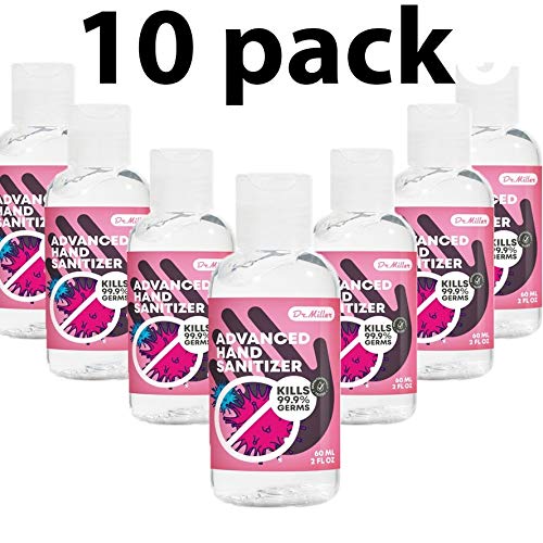 Dr. Miller Moísturízíng Hand Sànitizer – Pack of 10 – 2 fl.oz – 75%, Advanced Disposable Vitamin E and Aloe Hand Sànitizer Gel No Wash Waterless Clean