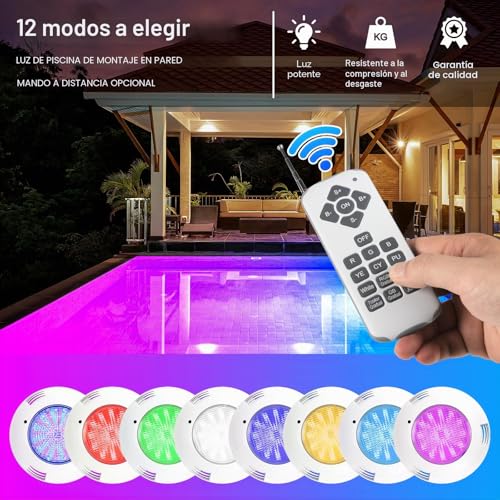 ledmo LED Pool Floodlight PAR56 RGB Swimming Pools Lamp 38W with Remote Control 12V AC/DC LED Pool Lights IP68 Waterproof Pool Lights Lighting Angle 140°
