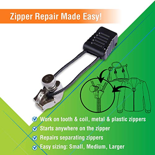 FixnZip (Medium, Nickel) See Size Guide Universal Zipper Repair Kit for Jackets, Luggage