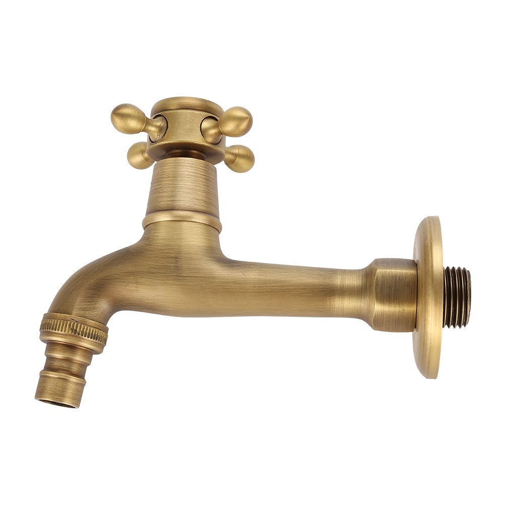 G1/2 Wall Mounted Vintage Solid Brass Faucet Water Tap for Kitchen Sink Washing Machine(Long)