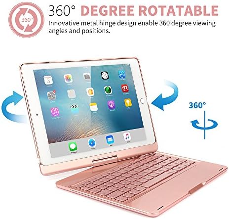 Sammid Bluetooth Keyboard Case, iPad Pro 10.5 Case Keyboard, Slim &amp; Lightweight Wireless 360 Degrees Rotatable Keyboard Case for iPad Pro 10.5 inch - Rose Gold